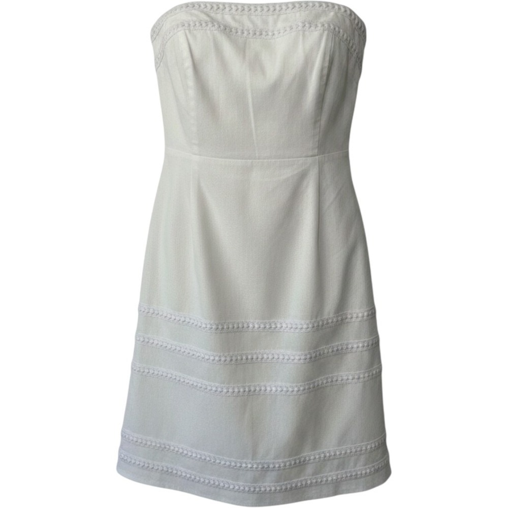 Old Navy Womens White Strapless Linen Blend Crochet Trim‎ Sun Dress Size 8